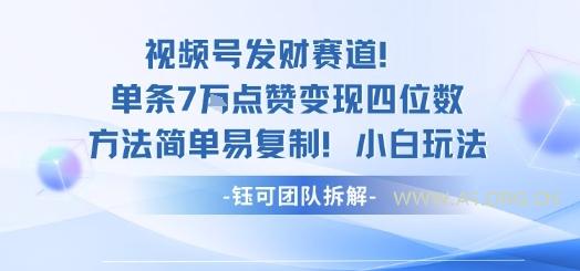 视频号发财赛道单条7W点赞变现四位数方法简单易复制小白玩法-A5资源网