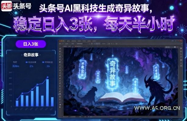 头条号AI黑科技生成奇异故事，稳定日入3张，每天半小时-A5资源网