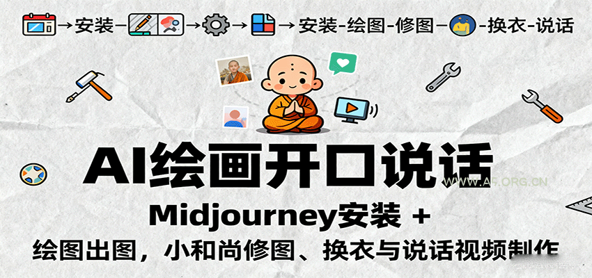 AI绘画开口说话，Midjourney安装 + 绘图出图，小和尚修图、换衣与说话视频制作-A5资源网