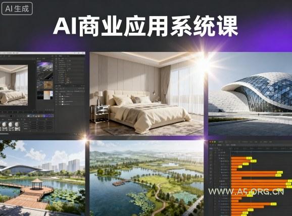 AI商业应用系统课，室内-软装-建筑-景观，智能设计+效果图+动画画实战-A5资源网