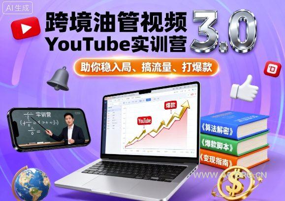 跨境油管视频YouTube实训营3.0，助你稳入局、搞流量、打爆款-A5资源网