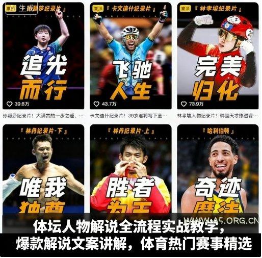 体坛人物解说全流程实战教学，爆款解说文案讲解，体育热门赛事精选-A5资源网