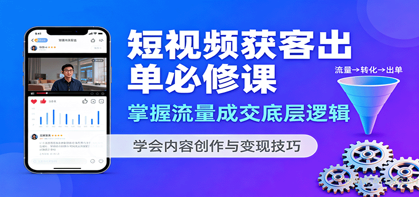 短视频获客出单必修课：掌握流量成交底层逻辑，学会内容创作与变现技巧-A5资源网