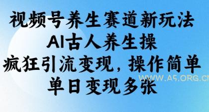 视频号养生赛道新玩法，AI古人养生操，疯狂引流变现，操作简单，单日变现多张-A5资源网