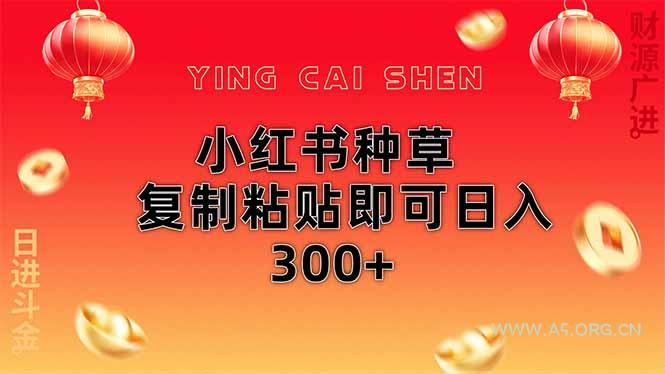 小红书种草无脑操作复制粘贴即可日入300+-A5资源网