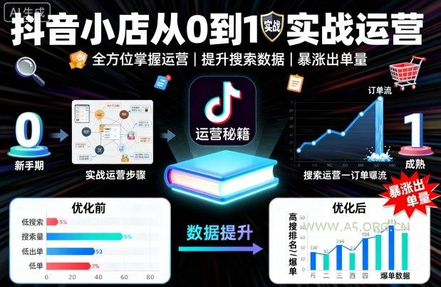 抖音小店从0到1实战运营，帮你全方位掌握小店运营，提升搜索数据与出单量-A5资源网