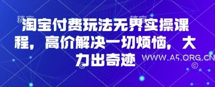 淘宝付费玩法无界实操课程，高价解决一切烦恼，大力出奇迹-A5资源网