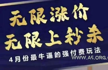 4月12号拼多多线上课，无限涨价，无限上秒杀，4月份最牛逼的强付费玩法-A5资源网