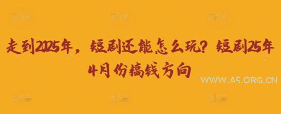 走到2025年，短剧还能怎么玩？短剧25年4月份搞钱方向-A5资源网