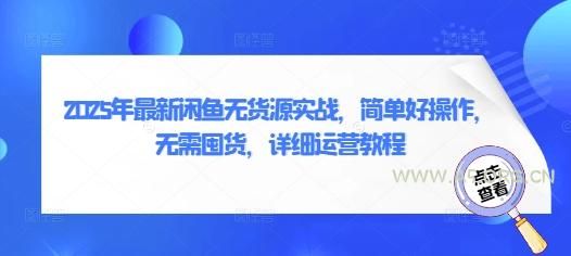 2025年最新闲鱼无货源实战，简单好操作，无需囤货，详细运营教程-A5资源网