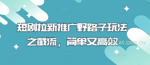 短剧拉新推广野路子玩法之截流，简单又高效-A5资源网