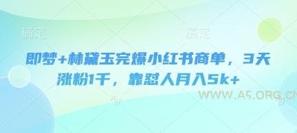 即梦+林黛玉完爆小红书商单，3天涨粉1千，靠怼人月入5k+-A5资源网