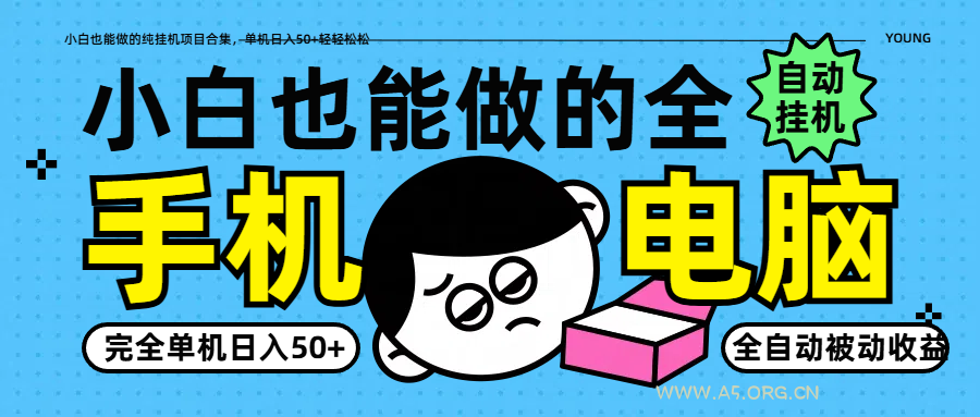 小白也能做的纯挂机项目合集，单机日入50+轻轻松松-A5资源网