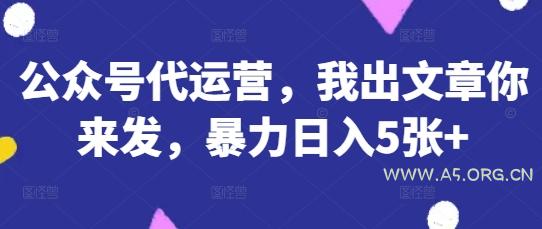 公众号代运营，我出文章你来发，暴力日入5张+【揭秘】-A5资源网