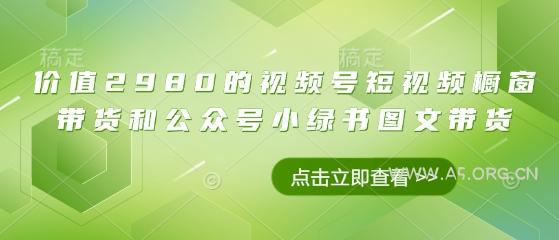 价值2980的视频号短视频橱窗带货和公众号小绿书图文带货-A5资源网