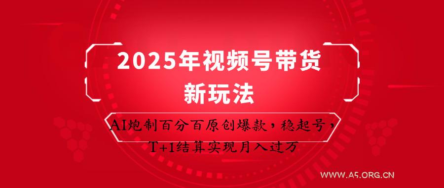 2025年视频号带货新玩法：AI炮制百分百原创爆款，稳起号，T+1结算实现月入过万-A5资源网