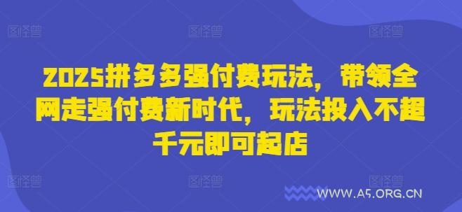 2025拼多多强付费玩法，带领全网走强付费新时代，玩法投入不超千元即可起店-A5资源网