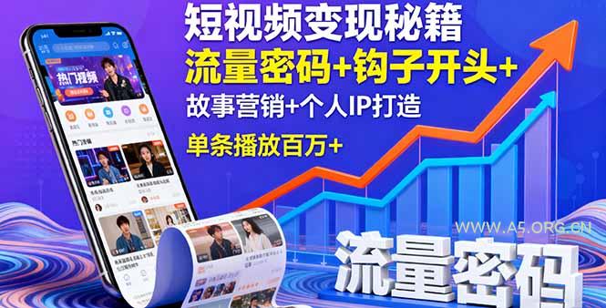 短视频变现秘籍，流量密码+钩子开头+故事营销+个人IP打造，单条播放百万+-A5资源网