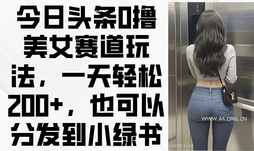 今日头条0撸美女赛道玩法，一天轻松200+，也可以分发到小绿书-A5资源网
