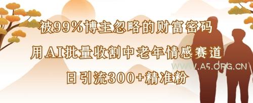 被99%博主忽略的财富密码：用AI批量收割中老年情感赛道，日引流300+精准粉-A5资源网