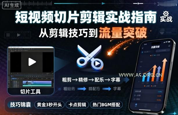 短视频切片剪辑实战指南，从剪辑技巧到流量突破-A5资源网
