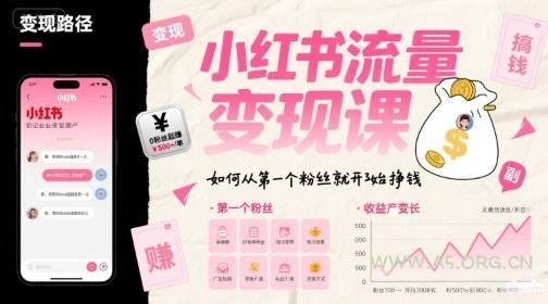 小红书流量变现课，如何从第一个粉丝就开始挣钱-A5资源网