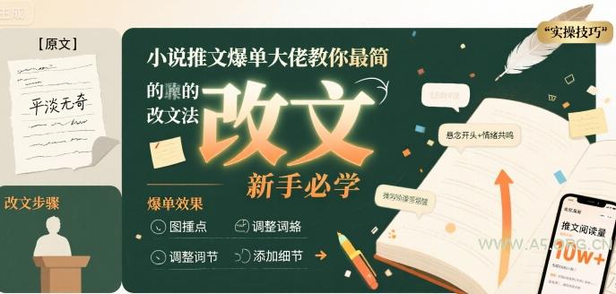 小说推文爆单大佬教你最简单的改文方法实操课，新手必学-A5资源网