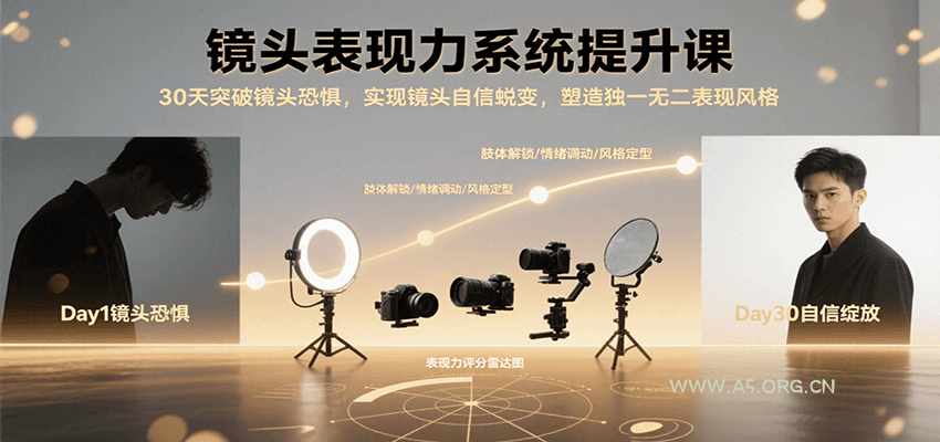 镜头表现力系统提升课，30天突破镜头恐惧实现自信蜕变，塑造独一无二表现风格-A5资源网