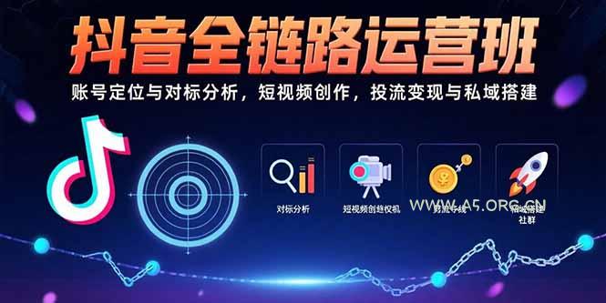 抖音全链路运营班：账号定位与对标分析，短视频创作，投流变现与私域搭建-A5资源网