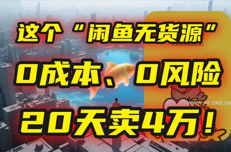 别再瞎忙了！这个“闲鱼无货源”玩法，0成本、0风险，我20天卖4万！-A5资源网