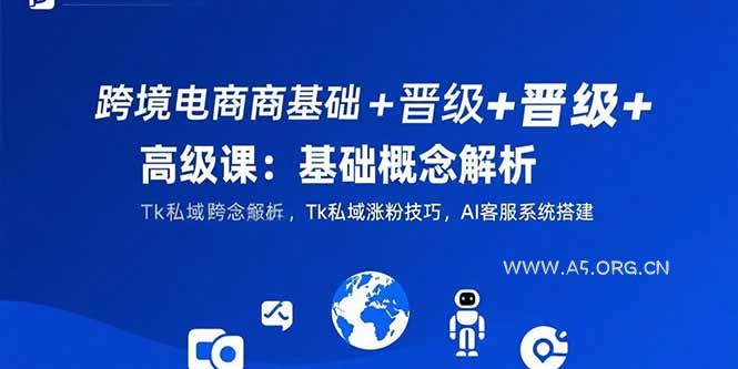 跨境电商基础+晋级+高级课：基础概念解析,Tk私域涨粉技巧,AI客服系统搭建-A5资源网