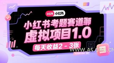 小红书考题赛道虚拟项目1.0，项目操作简单，每天收益2-3张-A5资源网