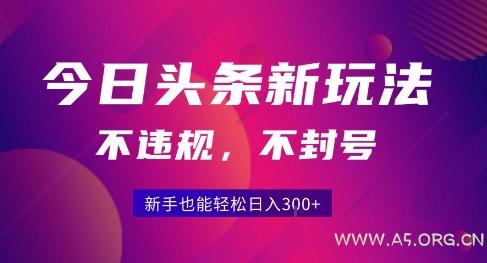 2025今日头条原创玩法5.0，不违规不封号，零门槛新手跟着做也能日入3张+-A5资源网