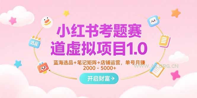 小红书考题赛道虚拟项目1.0，蓝海选品+笔记矩阵+店铺运营，单号月赚5000+-A5资源网