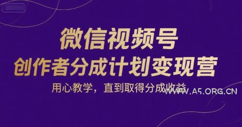 微信视频号创作者分成计划变现营，用心教学，直到取得分成收益-A5资源网