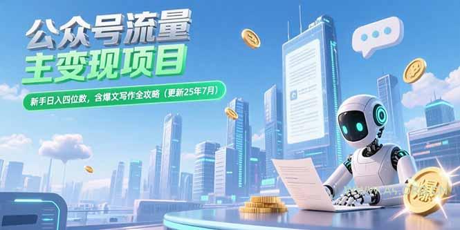 公众号流量主变现项目，新手日入四位数，含爆文写作全攻略(更新25年7月-A5资源网