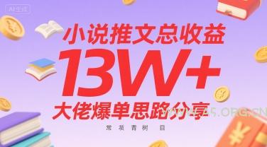 小说推文总收益13W+大佬爆单思路分享，常青树项目-A5资源网