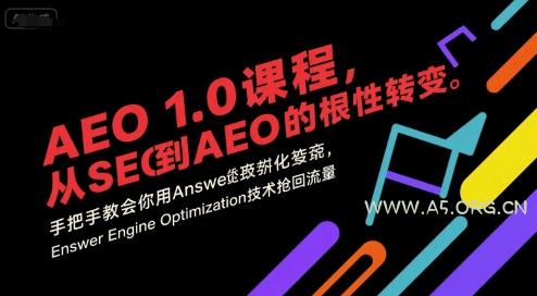 AEO 1.0 课程，从SEO到AE0的基命性转变，手把手教会你用AnswerEngineOptimization技术抢回流量-A5资源网