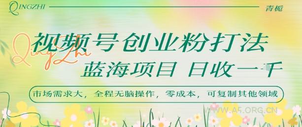 视频号创业粉打法，日入1k，蓝海项目，市场需求大，全程无脑操作，可复制-A5资源网