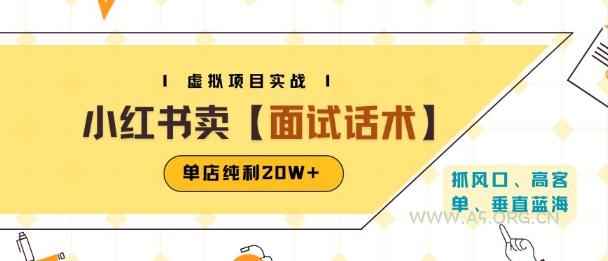 小红书虚拟项目掘金，卖面试话术资料，单店纯利20W+(附爆款笔记制作方法)-A5资源网