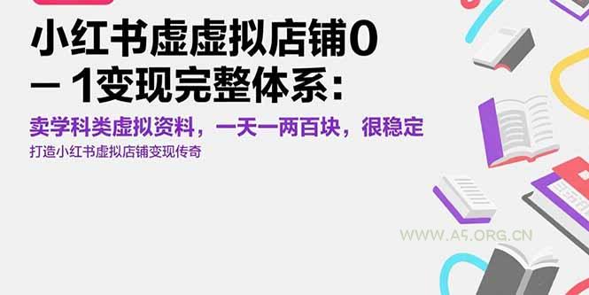 小红书虚拟店铺0-1变现完整体系：卖学科类虚拟资料，一天一两百块，很稳定-A5资源网