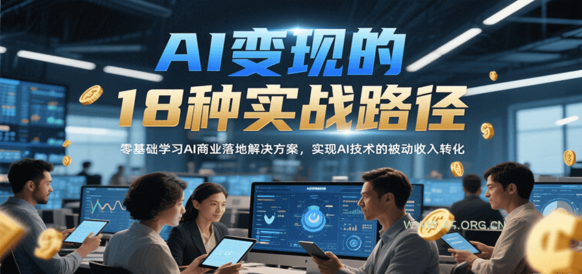 AI变现的18种实战路径，零基础学习AI商业落地解决方案，实现AI技术的被动收入转化-A5资源网