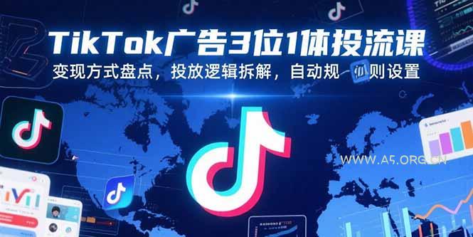 TikTok广告3位1体投流课，变现方式盘点，投放逻辑拆解，自动规则设置-A5资源网