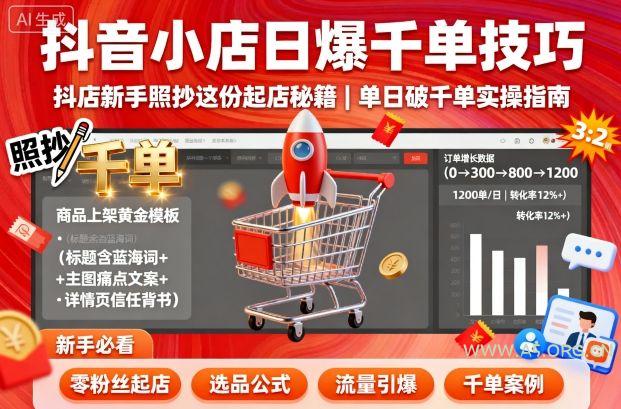 抖音小店日爆千单技巧，抖店新手照抄这份起店秘籍，单日破千单-A5资源网