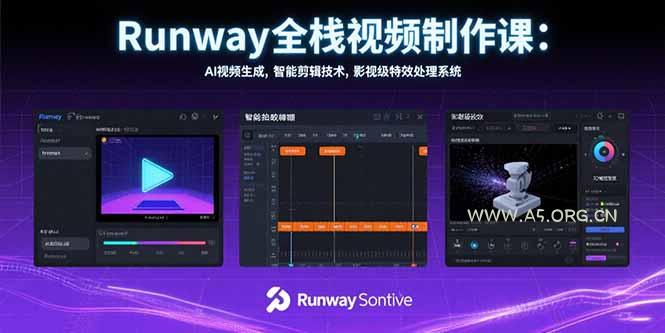 Runway全栈视频制作课：AI视频生成，智能剪辑技术，影视级特效处理系统-A5资源网