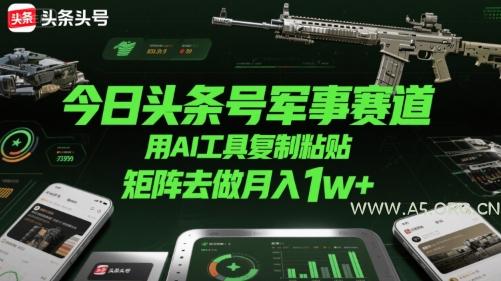 今日头条号军事赛道，用AI工具复制粘贴，矩阵去做月入1w+-A5资源网