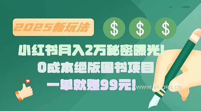 小红书月入2万秘密曝光！绝版图书项目，一单就赚99元！-A5资源网