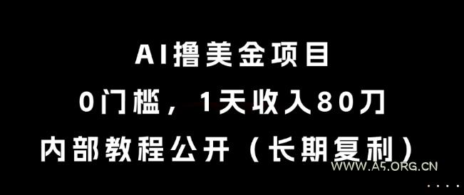 AI撸美金项目，0门槛，1天收入80刀，内部教程公开(长期复利)【揭秘】-A5资源网