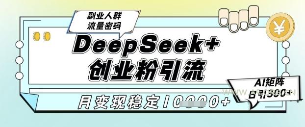 DeepSeek+创业粉精准引流，全新分享课4.0玩法，AI矩阵日引300+，多种变现方式，稳定月入1W-A5资源网