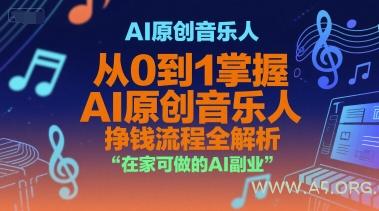 AI原创音乐人，从0到1掌握AI原创音乐人挣钱流程全解析，在家可做的AI副业-A5资源网